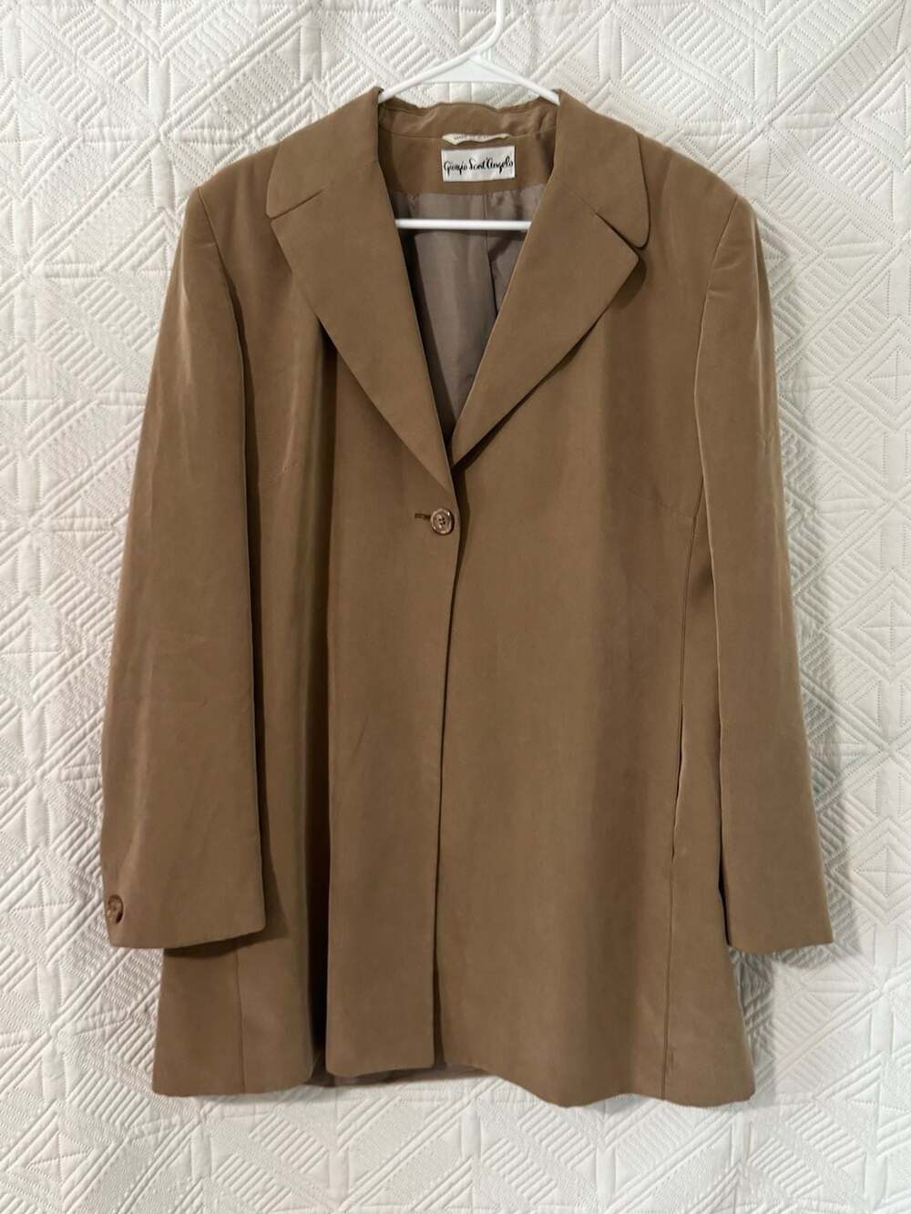 Giorgio Sant' Angelo Tan Single Button Long Blazer Jacket